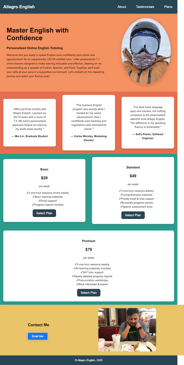 screenshot of website